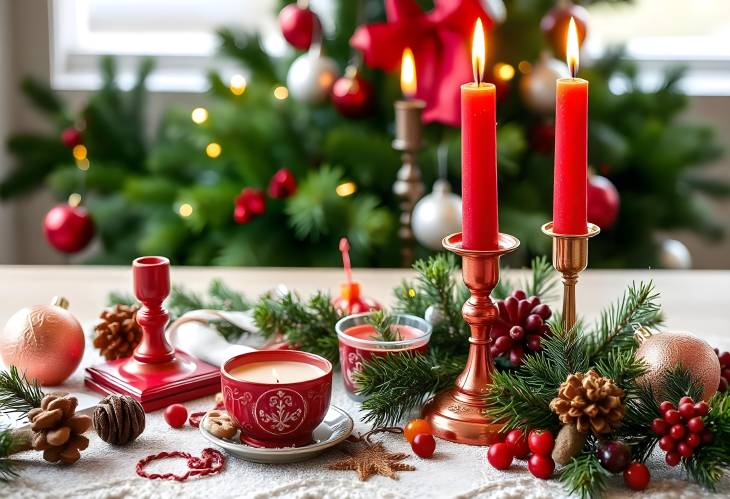 Holiday Warmth Red Christmas Candlestick and Winter Scents